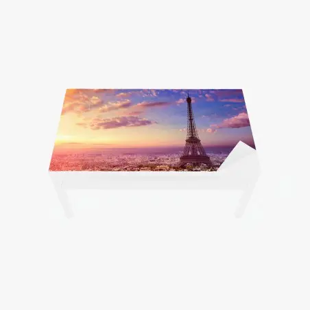 Sticker pour table et bureau coucher de soleil à Paris - Tour Eiffel en panorama – Wallnifity®
