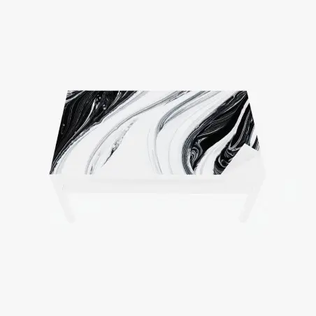 Sticker pour table et bureau marbrure abstraite en noir et blanc – Wallnifity®