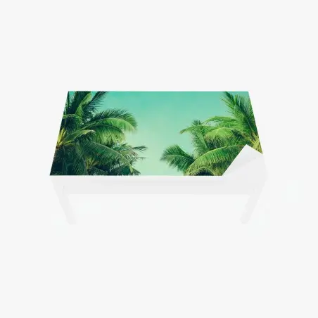 Sticker pour table et bureau palmiers tropicaux sous ciel turquoise – Wallnifity®
