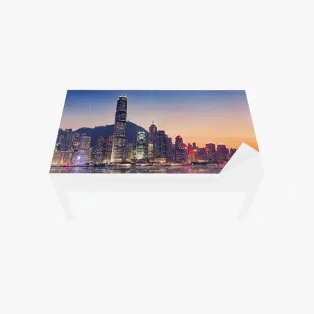 Sticker pour table et bureau panorama urbain de Hong Kong au crépuscule – Wallnifity®