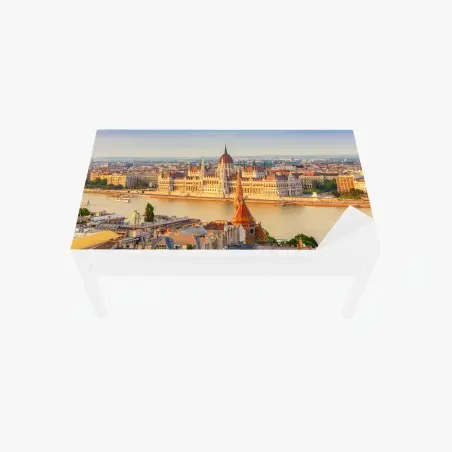 Sticker pour table et bureau vue panoramique sur le parlement de Budapest et le Danube – Wallnifity®