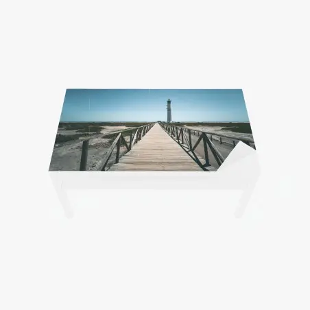 Sticker pour table et bureau chemin de planches menant au phare côtier – Wallnifity®