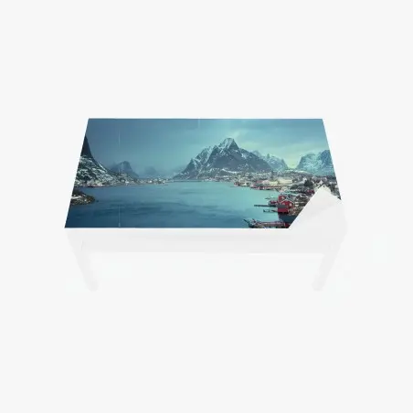 Sticker pour table et bureau crépuscule hivernal à Reine, îles Lofoten, Norvège – Wallnifity®