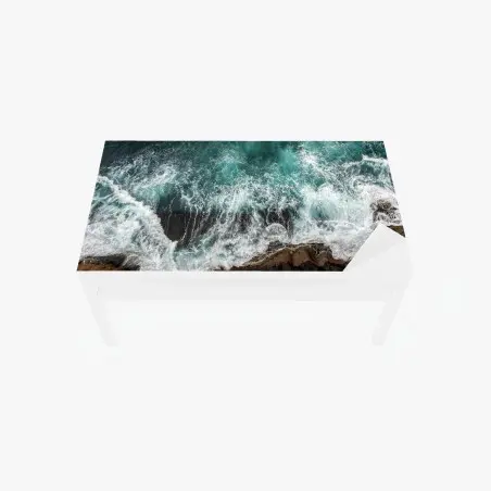 Sticker pour table et bureau vagues turquoises depuis la falaise – Wallnifity®