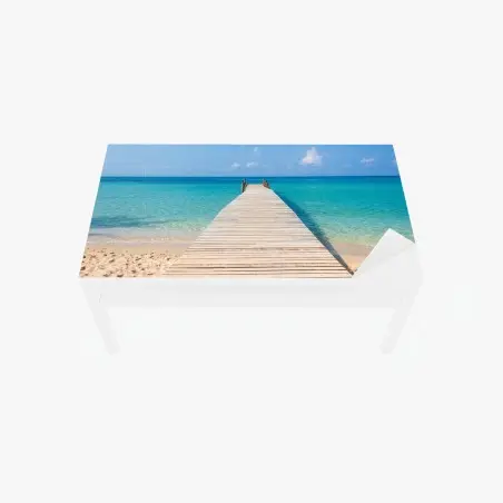 Sticker pour table et bureau ponton en bois sur plage tropicale – Wallnifity®