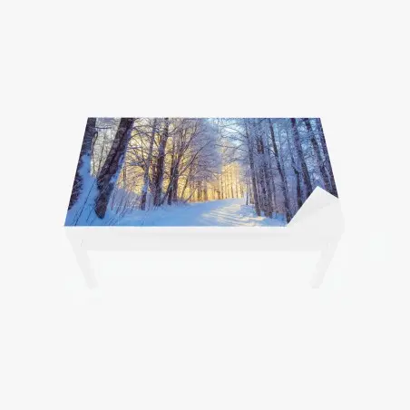 Sticker pour table et bureau promenade hivernale au soleil doré – Wallnifity®