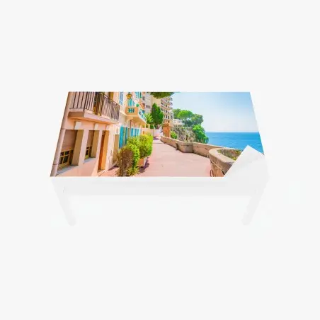 Sticker pour table et bureau balade côtière aux façades pastel – Wallnifity®