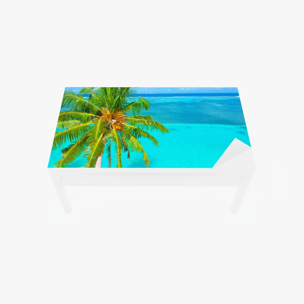 Sticker pour table et bureau évasion tropicale — lagon turquoise et palmier – Wallnifity® Sticker pour table et bureau évasion tropicale — lagon turquoise et palmier – Wallnifity®