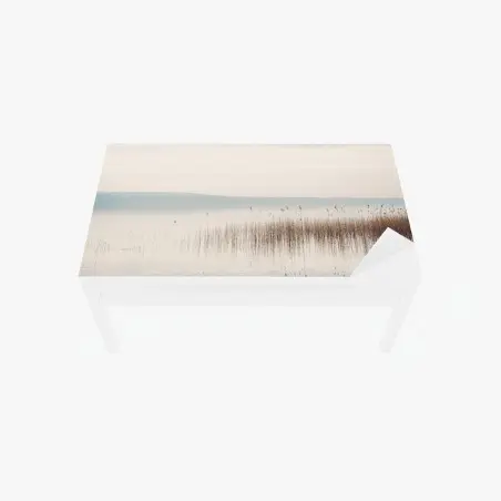 Sticker pour table et bureau brume sur le lac et roseaux – Wallnifity®