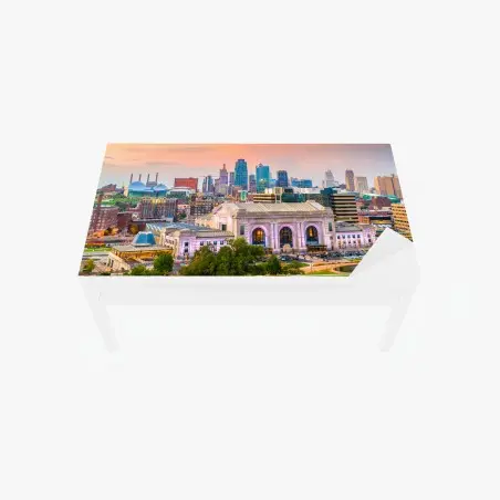 Sticker pour table et bureau coucher de soleil sur Kansas City — Union Station et skyline – Wallnifity®