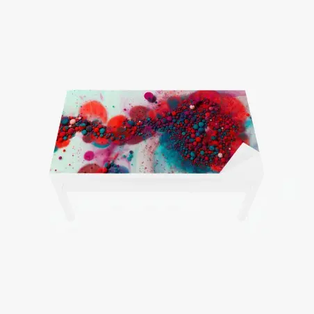 Sticker pour table et bureau vagues marbrées fuchsia et turquoise – Wallnifity®
