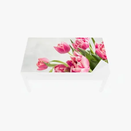 Sticker pour table et bureau bouquet de tulipes roses sur fond clair – Wallnifity®