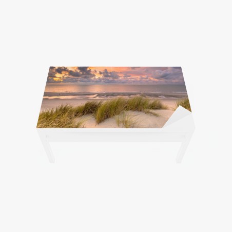 Sticker pour table et bureau coucher de soleil sur les dunes de Zélande – Wallnifity®