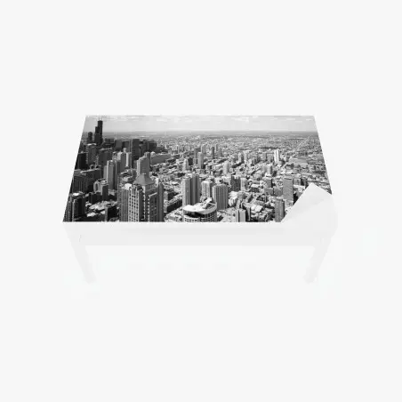 Sticker pour table et bureau ligne d'horizon de Chicago en noir et blanc – Wallnifity®