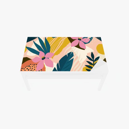 Sticker pour table et bureau jardin tropical abstrait aux fleurs roses – Wallnifity®