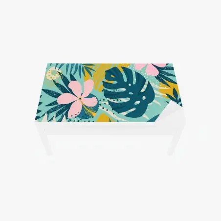Sticker pour table et bureau paradis tropical fleuri aux teintes vives – Wallnifity®