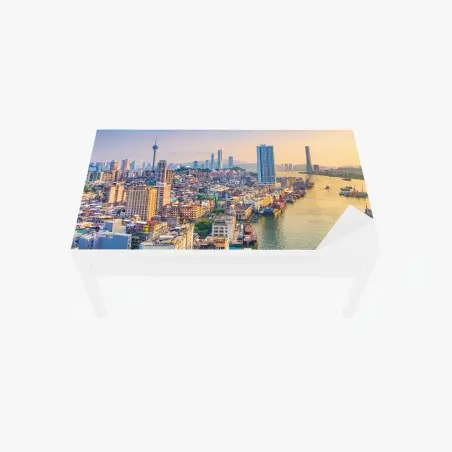 Sticker pour table et bureau vue panoramique de Macao au coucher de soleil – Wallnifity®