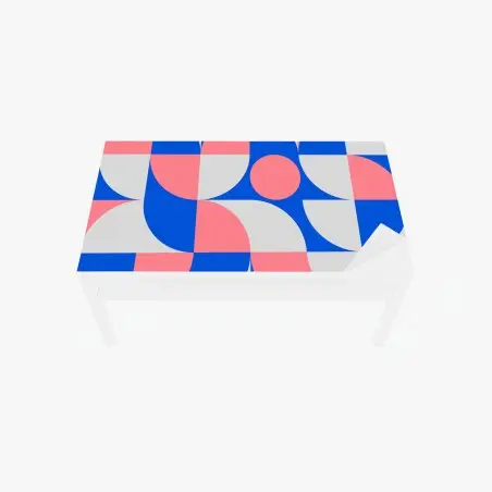 Sticker pour table et bureau composition géométrique scandinave en bleu et rose – Wallnifity®