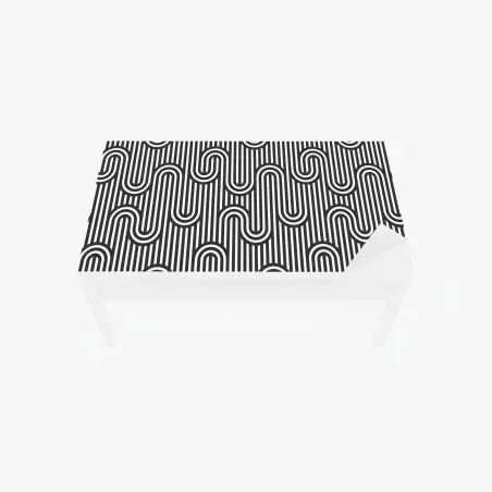Sticker pour table et bureau motif optique géométrique en noir et blanc – Wallnifity®