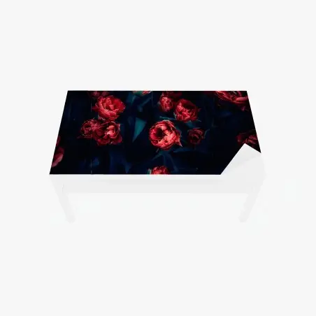 Sticker pour table et bureau bouquet de tulipes rouges sur fond sombre – Wallnifity®