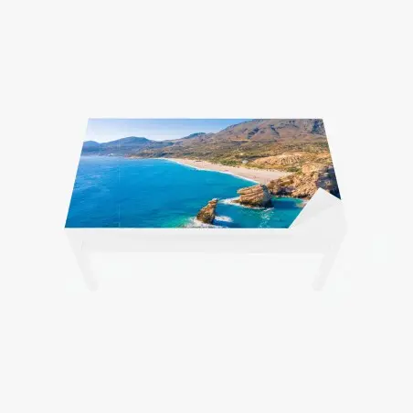 Sticker pour table et bureau paysage côtier aux eaux turquoises et falaises sculptées – Wallnifity®