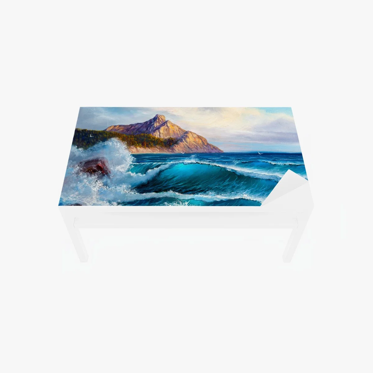 Sticker pour table et bureau vagues turquoises et falaises dorées – Wallnifity® Sticker pour table et bureau vagues turquoises et falaises dorées – Wallnifity®