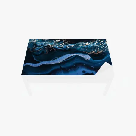 Sticker pour table et bureau océan d'azur et d'or abstrait – Wallnifity®