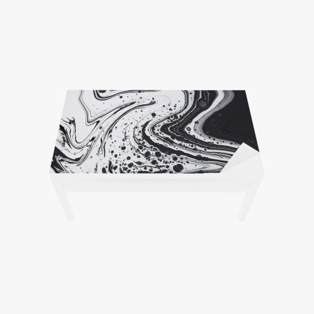 Sticker pour table et bureau abstraction marbrée en noir et blanc – Wallnifity®