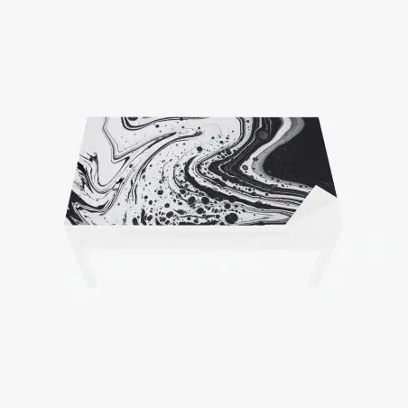 Sticker pour table et bureau abstraction marbrée en noir et blanc – Wallnifity®