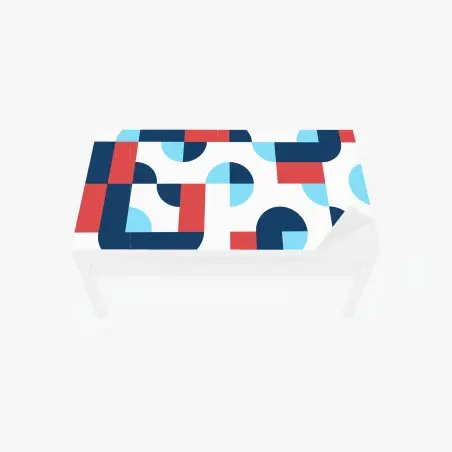 Sticker pour table et bureau motif géométrique moderne bleu et corail – Wallnifity®