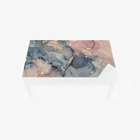 Sticker pour table et bureau marbrures dorées: harmonie abstraite en tons pastel – Wallnifity®