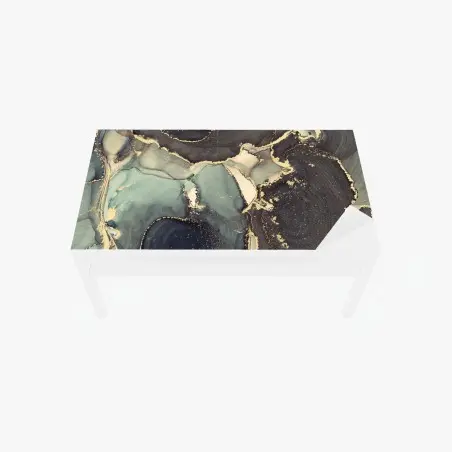 Sticker pour table et bureau abstraction luxueuse en encre alcool turquoise et or – Wallnifity®