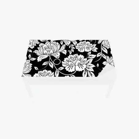 Sticker pour table et bureau motif floral noir et blanc élégant – Wallnifity®