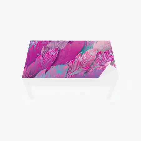 Sticker pour table et bureau motif plumes irisées rose et turquoise – Wallnifity®