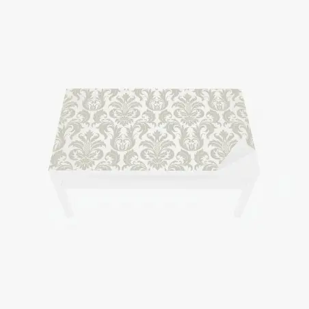 Sticker pour table et bureau motif damassé baroque beige et crème – Wallnifity®