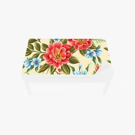 Sticker pour table et bureau motif floral aquarelle aux grandes fleurs rouges – Wallnifity®