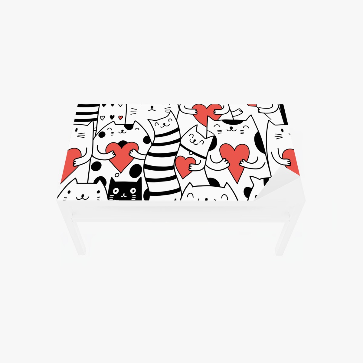 Sticker pour table et bureau motif chats et cœurs mignons – Wallnifity®