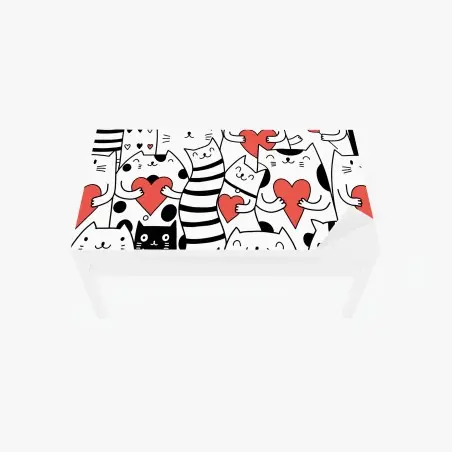 Sticker pour table et bureau motif chats et cœurs mignons – Wallnifity®