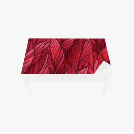 Sticker pour table et bureau motif de grandes feuilles rouges stylisées – Wallnifity®