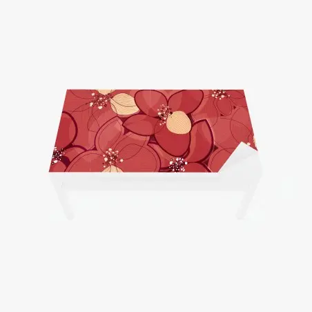 Sticker pour table et bureau motif floral rouge et crème – Wallnifity®