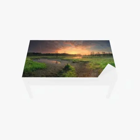 Sticker pour table et bureau aube tranquille sur le marais – Wallnifity®