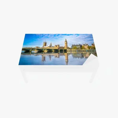 Sticker pour table et bureau reflets matinaux de Big Ben et du Palais de Westminster à Londres sur la Tamise – Wallnifity®