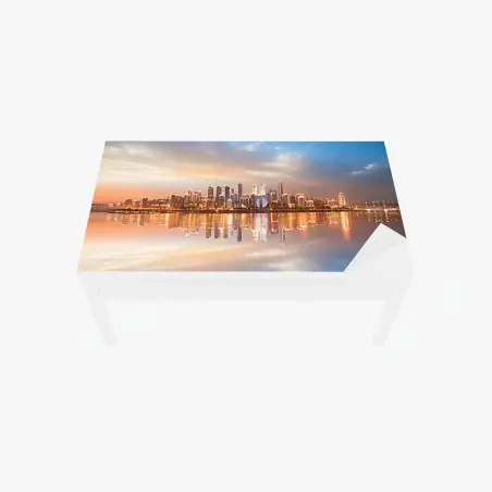 Sticker pour table et bureau panorama urbain au coucher du soleil – Wallnifity®