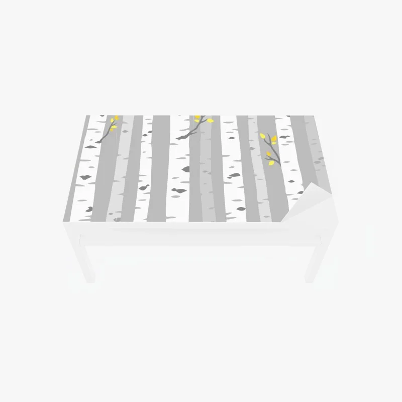 Sticker pour table et bureau forêt de bouleaux minimaliste aux touches jaunes – Wallnifity® Sticker pour table et bureau forêt de bouleaux minimaliste aux touches jaunes – Wallnifity®