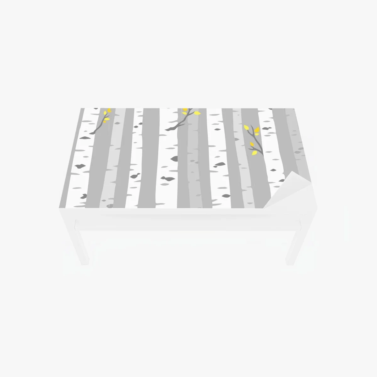 Sticker pour table et bureau forêt de bouleaux minimaliste aux touches jaunes – Wallnifity® Sticker pour table et bureau forêt de bouleaux minimaliste aux touches jaunes – Wallnifity®