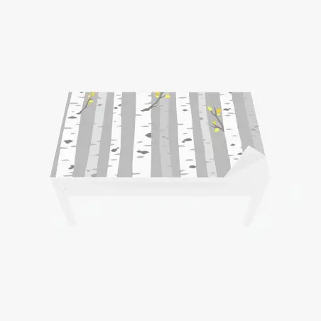 Sticker pour table et bureau forêt de bouleaux minimaliste aux touches jaunes – Wallnifity®