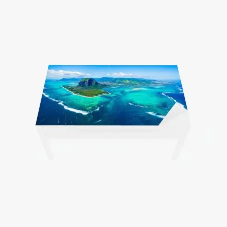 Sticker pour table et bureau vue aérienne sur Le Morne Brabant, Île Maurice – Wallnifity®