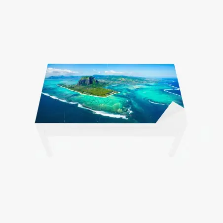 Sticker pour table et bureau panorama aérien du Morne Brabant et lagon turquoise – Wallnifity®