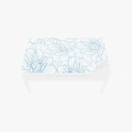 Sticker pour table et bureau motif floral délicat en esquisse bleue – Wallnifity®