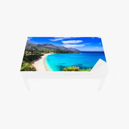 Sticker pour table et bureau paysage côtier aux eaux turquoises et plages de sable – Wallnifity®